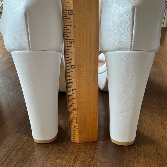 White Platform Block Heel Sandals - Picture 4 of 4